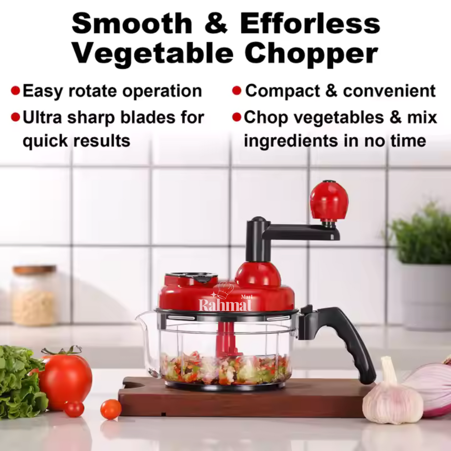 TurboChopper Manual Multitasker for Garlic, Onions, Nuts & Salsa!